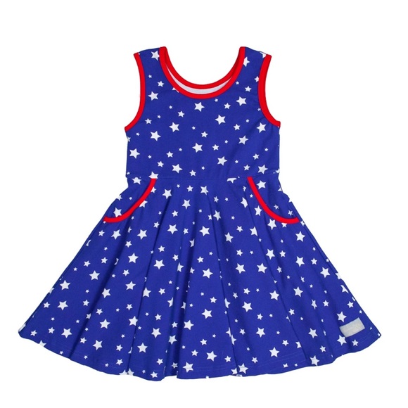 ❤️Sz 7/8 Eleanor Rose red, white & blue star dress with pockets! - Picture 2 of 6